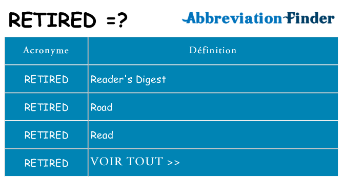 Ce que signifie le sigle pour retired