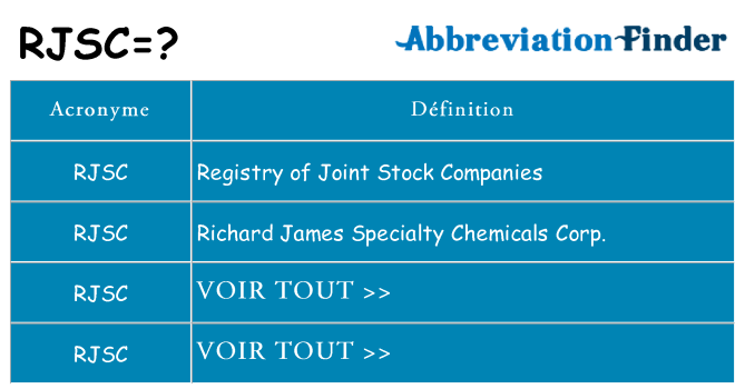 Ce que signifie le sigle pour rjsc