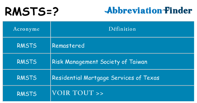 Ce que signifie le sigle pour rmsts