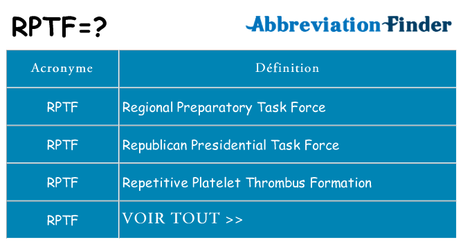 Ce que signifie le sigle pour rptf