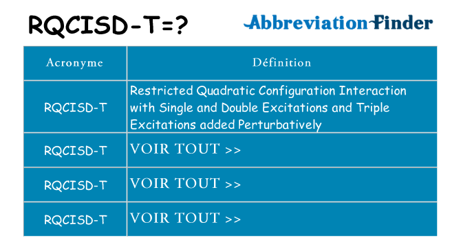 Ce que signifie le sigle pour rqcisd-t