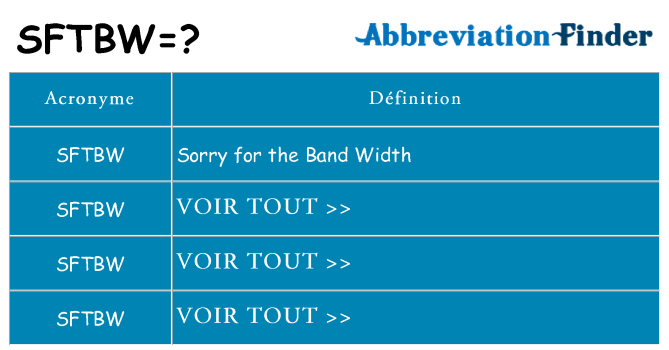 Ce que signifie le sigle pour sftbw