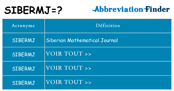 Ce que signifie le sigle pour sibermj