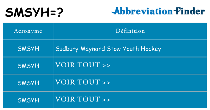 Ce que signifie le sigle pour smsyh