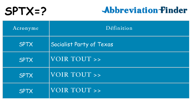 Ce que signifie le sigle pour sptx