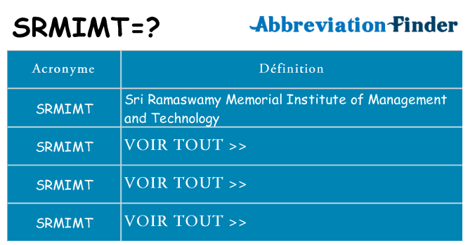 Ce que signifie le sigle pour srmimt