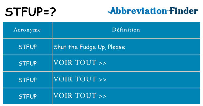 Ce que signifie le sigle pour stfup