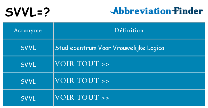 Ce que signifie le sigle pour svvl