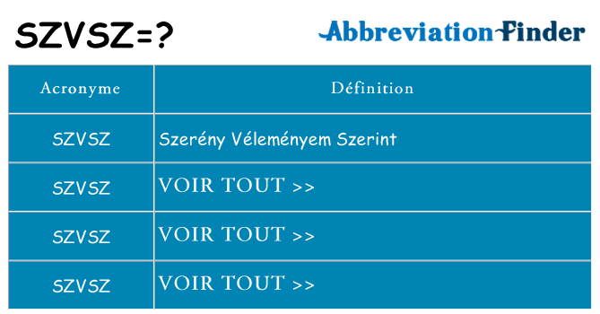 Ce que signifie le sigle pour szvsz