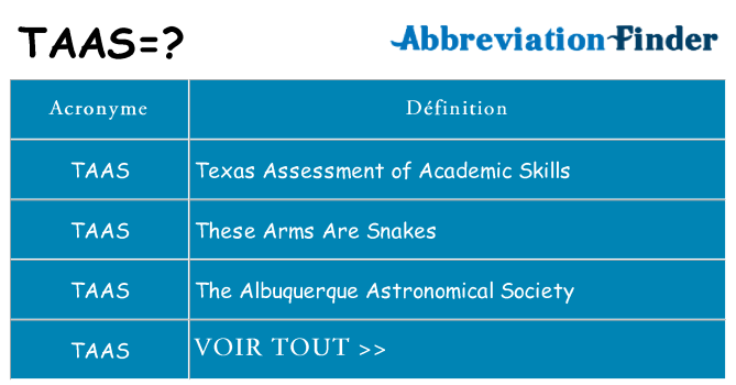 Ce que signifie le sigle pour taas