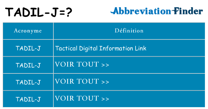 Ce que signifie le sigle pour tadil-j