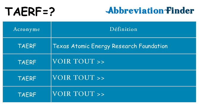 Ce que signifie le sigle pour taerf