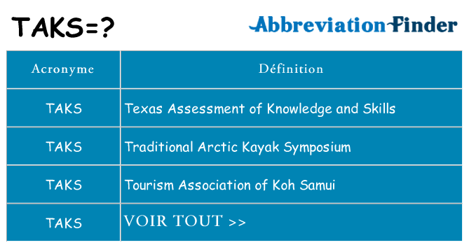 Ce que signifie le sigle pour taks