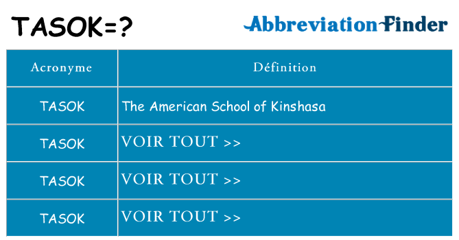 Ce que signifie le sigle pour tasok