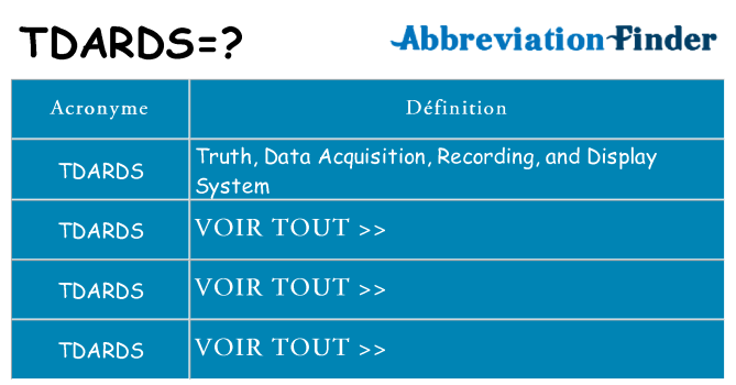 Ce que signifie le sigle pour tdards