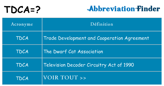 Ce que signifie le sigle pour tdca