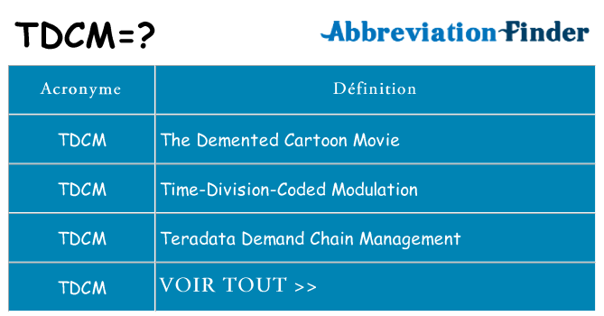 Ce que signifie le sigle pour tdcm