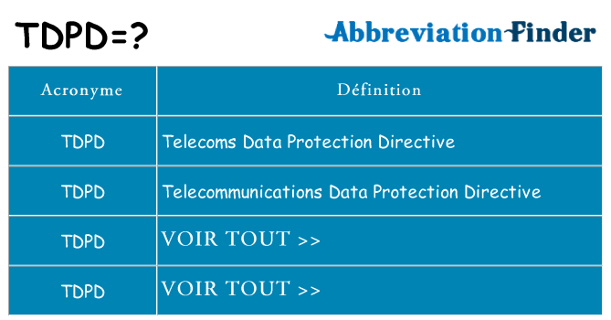 Ce que signifie le sigle pour tdpd