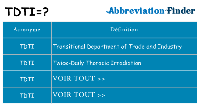Ce que signifie le sigle pour tdti