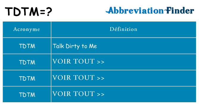 Ce que signifie le sigle pour tdtm