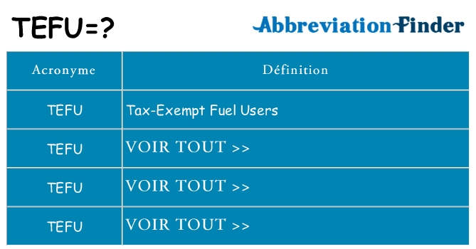 Ce que signifie le sigle pour tefu