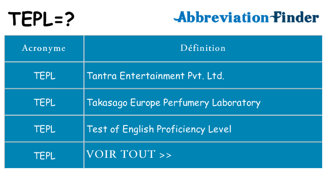 Ce que signifie le sigle pour tepl