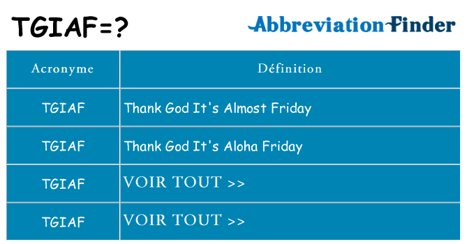 Ce que signifie le sigle pour tgiaf