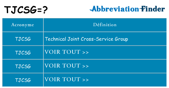 Ce que signifie le sigle pour tjcsg