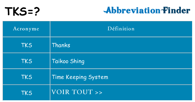 Ce que signifie le sigle pour tks