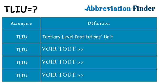 Ce que signifie le sigle pour tliu