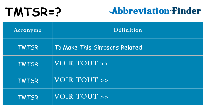 Ce que signifie le sigle pour tmtsr
