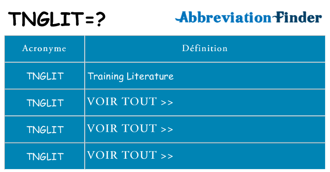 Ce que signifie le sigle pour tnglit