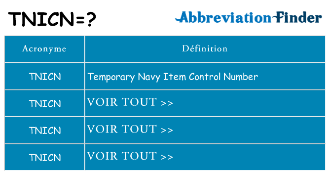 Ce que signifie le sigle pour tnicn