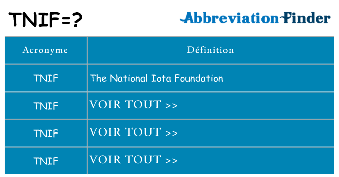 Ce que signifie le sigle pour tnif