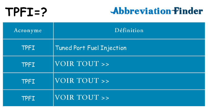 Ce que signifie le sigle pour tpfi