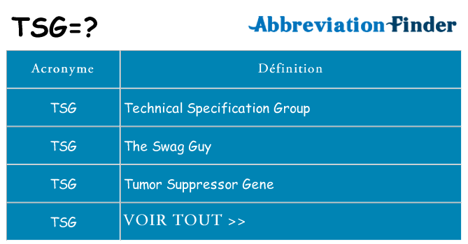 Ce que signifie le sigle pour tsg