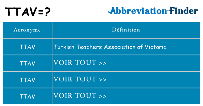 Ce que signifie le sigle pour ttav