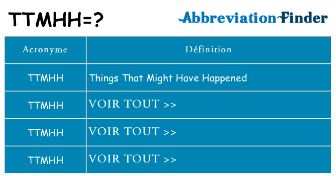 Ce que signifie le sigle pour ttmhh