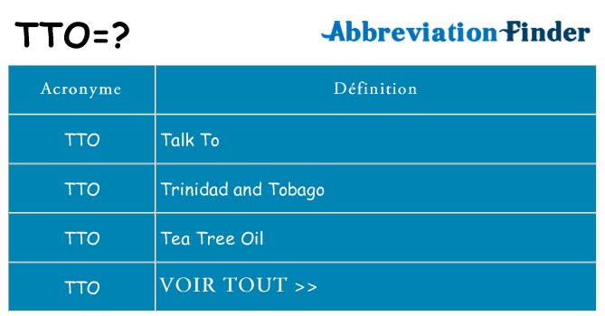 Ce que signifie le sigle pour tto