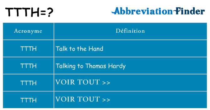 Ce que signifie le sigle pour ttth