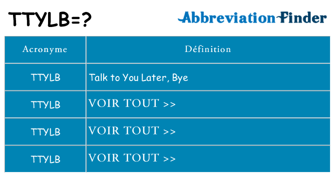 Ce que signifie le sigle pour ttylb