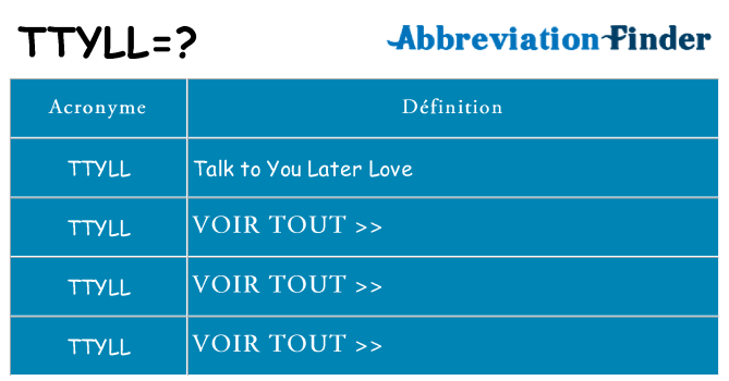 Ce que signifie le sigle pour ttyll