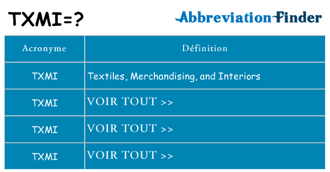 Ce que signifie le sigle pour txmi