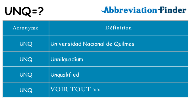 Ce que signifie le sigle pour unq