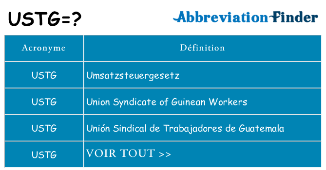 Ce que signifie le sigle pour ustg