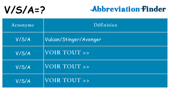 Ce que signifie le sigle pour vsa