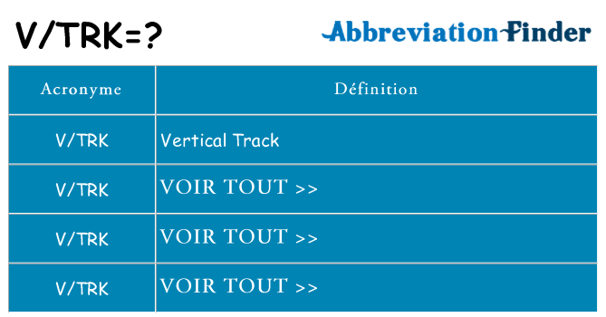 Ce que signifie le sigle pour vtrk
