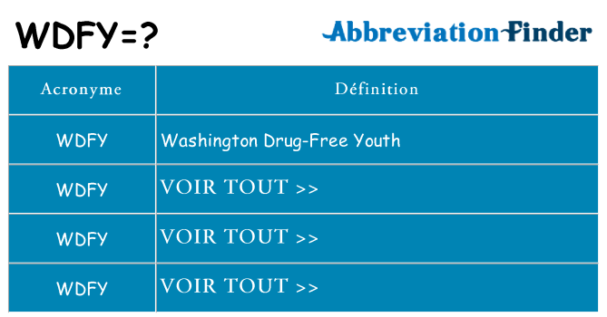 Ce que signifie le sigle pour wdfy