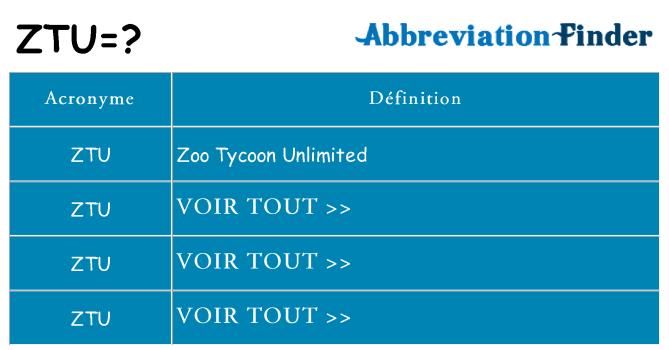 Ce que signifie le sigle pour ztu