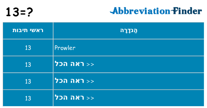 מה הפירוש 13